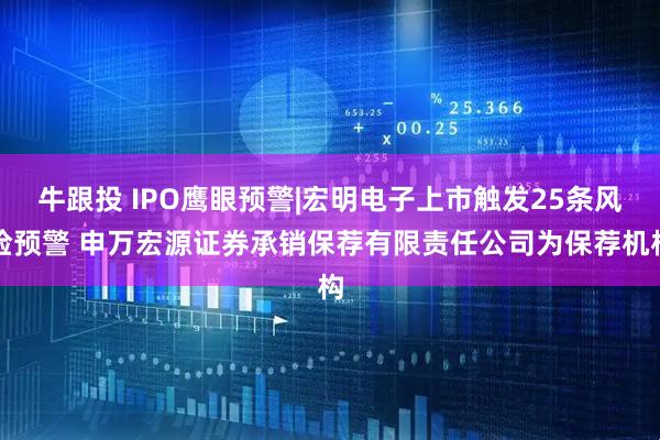 牛跟投 IPO鹰眼预警|宏明电子上市触发25条风险预警 申万宏源证券承销保荐有限责任公司为保荐机构